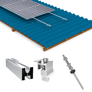 Sistema de montaje de techo de metal solar de aluminio con solución de perno de suspensión OEM